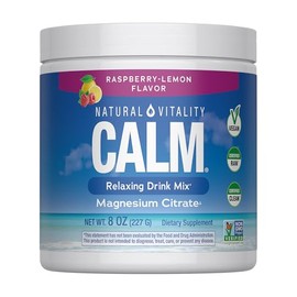 NATURAL VITALITY Mezcla de bebida de magnesio calmante y limón de frambuesa, 8 onzas