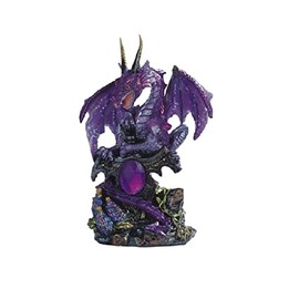 ICE ARMOR 6" H Purple Dragon with Gem Statue Figurine - Exquisitely Detailed Mythical Dragon Figurine Sculpture, Hand Painted Collectible Statue for Fantasy Enthusiasts