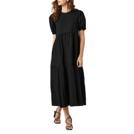Forever 21 Women's Denim Ruffle Tiered Maxi Dress, Black