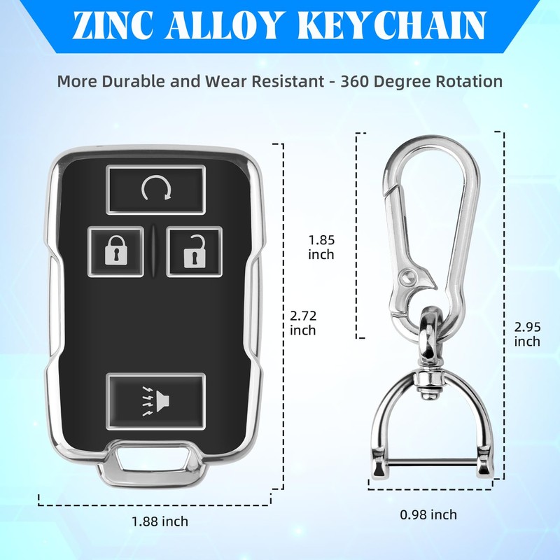 QBUC for Chevy Key Fob Cover with Keychain Soft TPU