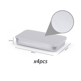 JTMKYO 4 Silver Sliding Aluminum Boxes, Durable Aluminum Containers, Metal Storage Containers, Metal Boxes, Durable Metal Tin Boxes