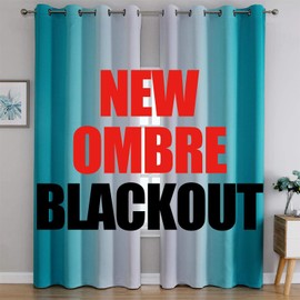 G2000 Blackout Curtains & Drapes for Bedroom Living Room 95 Inches Long Turquoise and Greyish White Room Darkening Window Treatments Ombre Thermal Insulated Light Blocking Grommet Backdrop 2 Panels