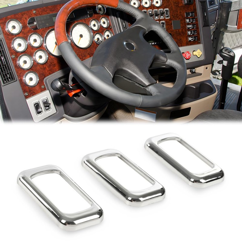 Chrome Plastic Rocker Switch Trim Compatible with Freightliners & Peterbilt
