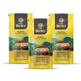 Café Britt® - Costa Rican Tres Rios Valdivia Coffee (12 oz.) (3-Pack) - Ground, Arabica Coffee, Kosher, Gluten Free, 100% Gourmet & Medium Light Roast