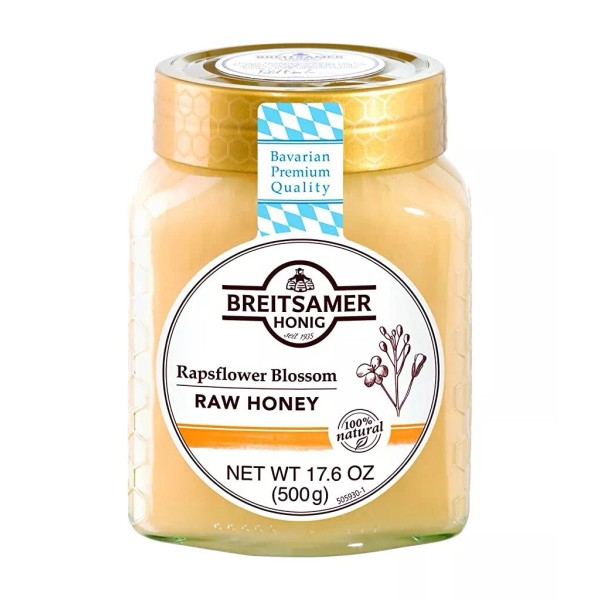 Breitsamer, Creamy Rapsflower Blossom Honey Jar, 17.6 oz-Imported from Germany