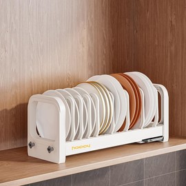 Hojudo Expandable Dish Rack,Small Dish Drying Rack, Cutlery Rack, Cup Rack, Compact Dish Drainer, Kitchen Counter Expandable Dish Drainer with Drainer Plate for Cutlery, Cups and Plates