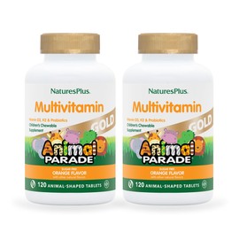 Natures Plus Animal Parade Gold Children's Multivitamin - Orange Flavor - 120 Chewable Tablets, Pack of 2 - Gluten Free - 120 Total Servings
