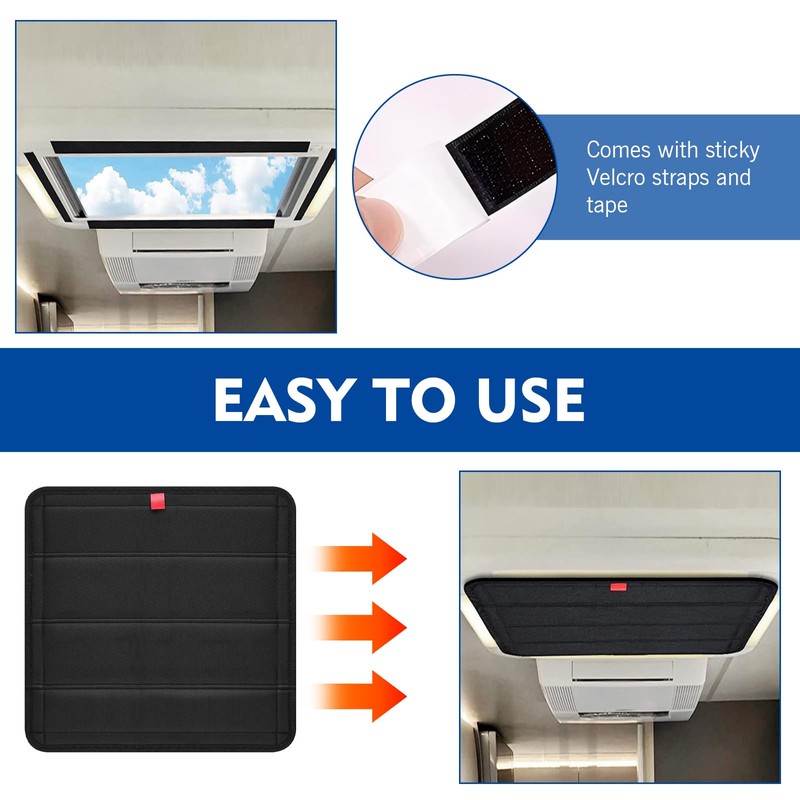 Zikefest RV Skylight Vent Cover, Magnetic Foldable RV Blackout Window