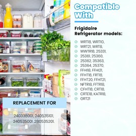 Kojem 240534701 240534901 Replacement Refrigerator Door Shelf Rail Compatible with Frigidaire Kenmore Refrigerator Rack Bar White (1X 240534701, 1X 240534901)