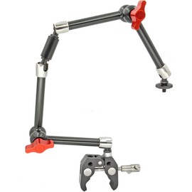 GyroVu Adjustable Clamp Mount with Dual Heavy Duty 11" Articulated Arm Monitor Mounts