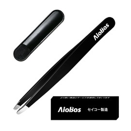 AioBos Tweezers, Beveled Point, Flat Point, Round Point, Ultra Thin Tip, High Precision Tweezers for Men, Women Eyebrow Tweezers, Unisex, Storage Cover, Easy and Accurate Hair Removal (Circular Tip)