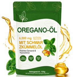 Oregano Oil Capsules 6000 mg, 180 Soft Capsules - 2-in-1 Oregano Oil with Black Cumin Oil - Vegetable Oil Combination with Carvacrol & Thymoquinone - GMO Free - For Daily Diet Routine