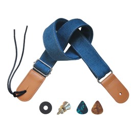 Farcaya Ukulele Strap Soprano Concert Tenor Baritone Banjo Mandolin Cotton Linen Leather Ends Uke Musical Instrument Accessories Picks Lock Button Screw (Light Brown)