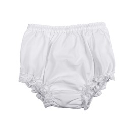 Little Things Mean A Lot Baby Girls White Elastic Bloomer Diaper Covers - Embroidered Eyelet Edging Around Legs - XL
