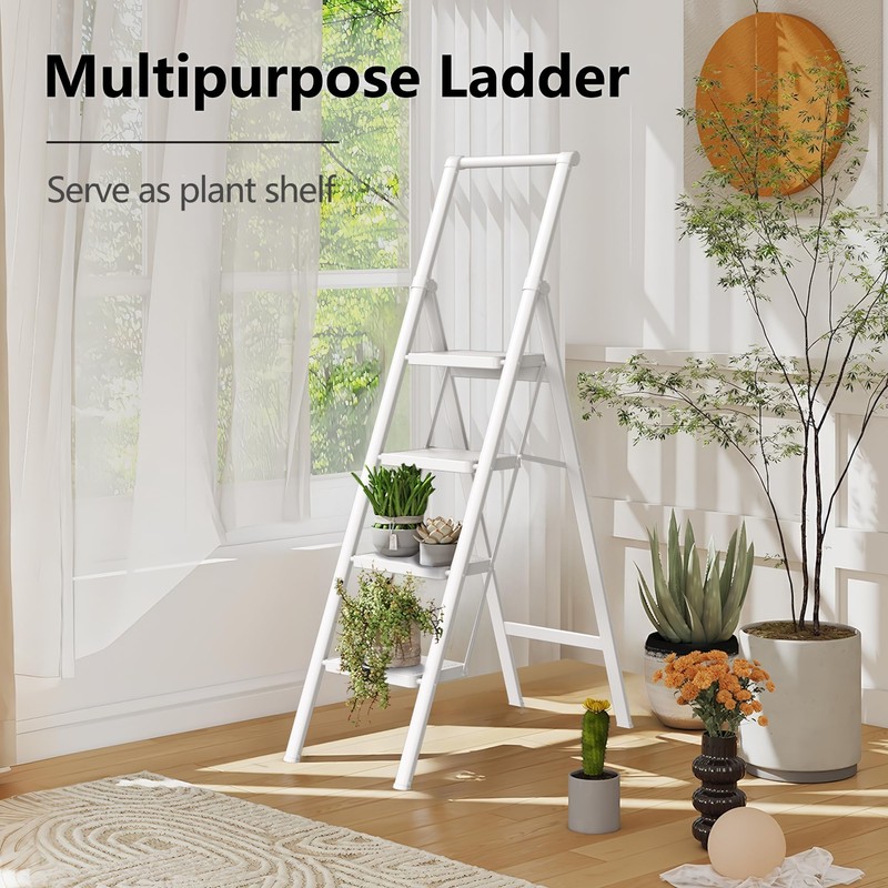 SOLADDER Step Ladder 4 Step Folding Stool with Anti-Slip Widened
