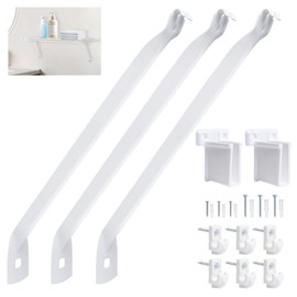 Wire Shelf Brackets Set,12 Inch Metal White Closet Support Bracket with End Brackets and Clips for Wire Shelving Wall Bracket Installation, Support Wire Closet Shelves Racks (3 Pack)