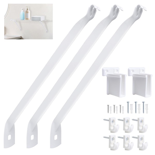 Wire Shelf Brackets Set,12 Inch Metal White Closet Support Bracket