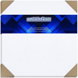 50 Bright White Linen 80# Cover Paper Sheets - 12X12 Inches Square Scrapbook Album Size - 80 lb/Pound Card Weight - Fine Linen Textured Finish Cardstock