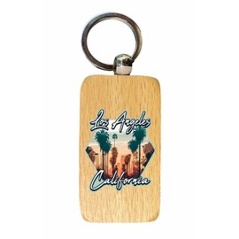 R and R Imports Los Angeles California Design B Souvenir 2.5x1-Inch Souvenir Wooden Keychain Single