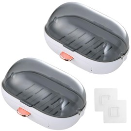 2 Stück Seifenschale Ohne Bohren, Seifenhalter Ohne Bohren, Ohne Bohren Seifendose Seifenschale, Abtropfschale, Seifenschale, Seifenhalter Dusche, Soap Holder Seifenablage Dusche für Bäder, Küchen