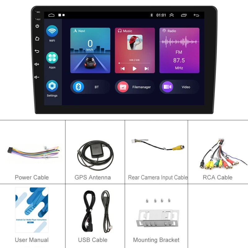 GEARELEC 10" Car Stereo Radio 2+32GB Android Carplay FM GPS