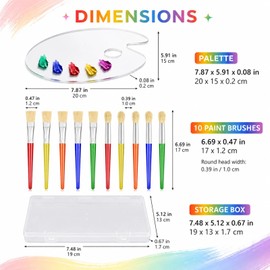 12 Pcs Kids Paint Brushes Set, Childrens Paintbrushes for Art, Hog Bristle