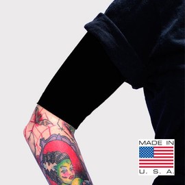 Tat2X Ink Armor Premium Half Arm Tattoo Cover Up Sleeve - No Slip Gripper - U.S. Made - Black - XSS (Single Half arm Sleeve)