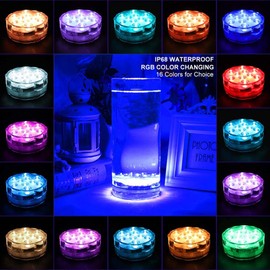 TELIGHTER Submersible LED Lights with Remote Control, 16 Colors Changing Waterproof LED Tea Lights, Pool lamp Battery Operated Underwater Pond Lights for Aquarium Garden Wedding Party (4- Pack White)