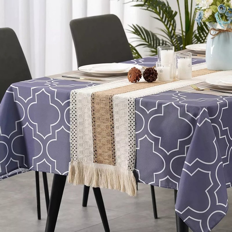 HomeChi Camino De Mesa Tejido A Mano Con Borlas Vintage