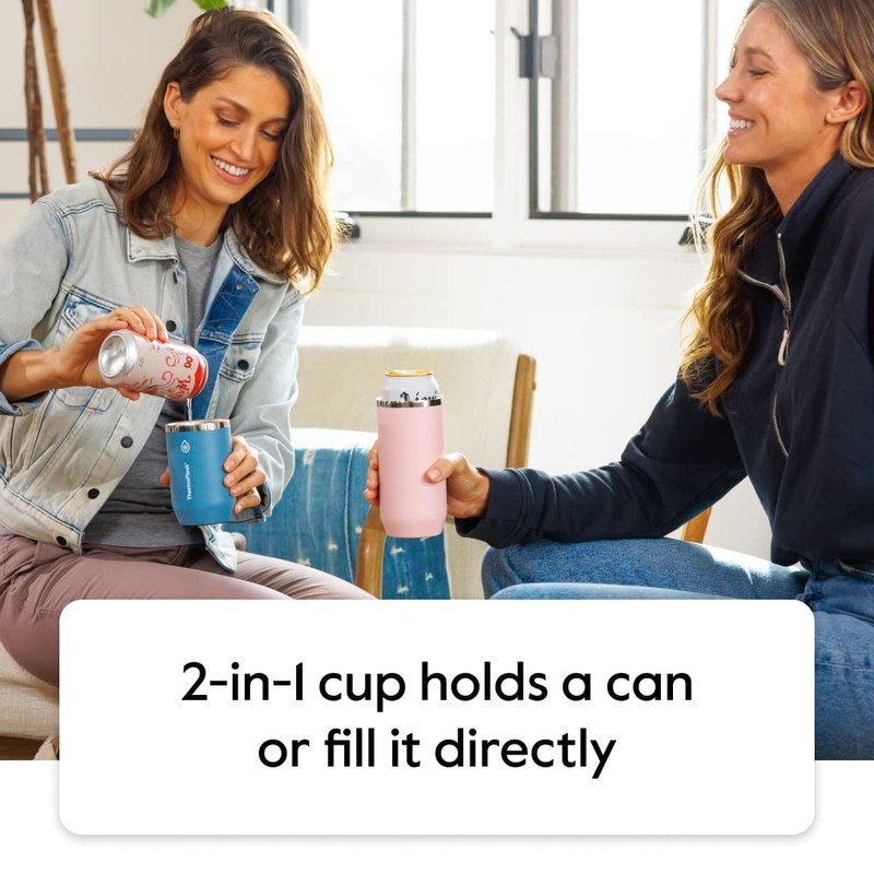 ThermoFlask 2-in-1 Vacuum Insulated Can Cooler Cup, 16 oz, Premium