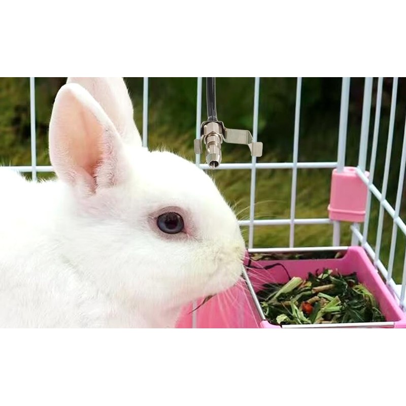 15pcs Stainless Steel Rabbit Watering Nipples Metal with Cage Rodent