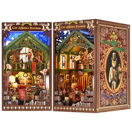 ETKVR Book Nook Kit, Book Nook Kits for Adults DIY Booknook Model Build, DIY 3D Wooden Puzzle Bookend Booknook Bookshelf Insert Miniature Dollhouse Kit for Home Decoration