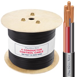 DuctlessAire - 100 Ft 14 AWG 4 Control Cable - Flexible Electrical Conduit for Mini Split Systems and Heat Pump Systems - Indoor/Outdoor Use - Premium Color Coded Stranded Wire - Easy Installation
