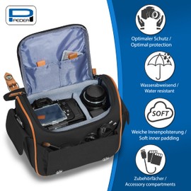 Pedea Kameratasche Vintage für Spiegelreflexkamera DSLR SLR Fototasche für DLSM Systemkamera mit Zubehör und Objektiven inkl. Regenschutzhülle, Gr. XL schwarz
