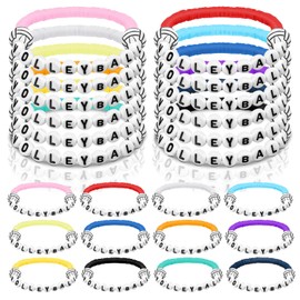 Trnayi 24 Pcs Volleyball Bracelets Volleyball Party Favors Charm Volleyball Bracelet Stackable Clay Beaded Bracelets for Volleyball Senior Night Gifts Teens Team Volleyball Party Decor(Multicolor)