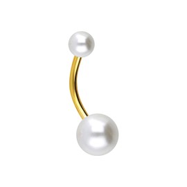 PIERCINGLINE Titanium Belly Button Piercing | Synthetic Pearls | Banana Banana Bell | Choice of Colours and Sizes, Titanium