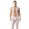 YOOBNG Men's Mesh Fishnet Robes Hooded Short Sleeveless Bathrobes Nightwear