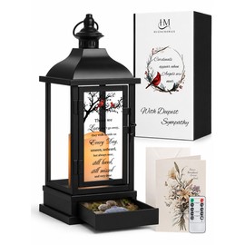 Memorial Lantern with Keepsake Drawer, Sympathy Gift for Loss of Loved One, Bereavement Funeral Gift in Memory of Mom Dad Husband Wife