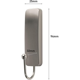 Command Brushed Nickel Metal Hooks 1 Hook and 2 Medium Strips - For Hanging Bags and Clothes - Hook for Wall or Door - No Drilling - Holds up to 3 lbs