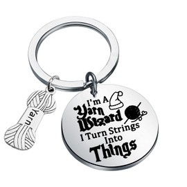 UJIMS Wizard Gift I'm A Yarn Wizard I Turn Strings Into Things Funny Crochet Keychain Knitting Lover Gift for Her (Yarn Wizard Keychain)