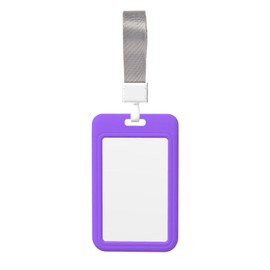 Solid Color Light Purple Card Badge Holder - Transparent PC Case Protector/with Lanyard Vertical Card Case for Office School ID