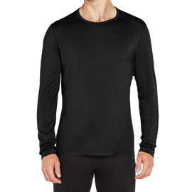 SIORO Merino Wool Base Layer - Mens 100% Merino Wool Long Sleeve Thermal Shirts, Anti-Odor, Lightweight, Breathable S-XXL Black