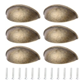 Vintage Alloy Shell Drawer Pulls, Yetaha 6PCS Shell Cup Handles Half Moon Vintage Kitchen Cupboard Door Drawer Cabinet Cupped Handles 80*30mm Furniture Knobs Antique Pull Handles, Antique Bronze