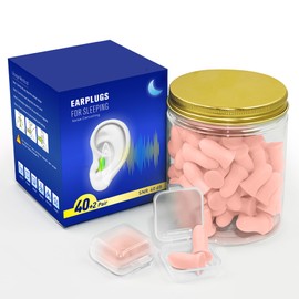 Ear Plugs for Sleeping Noise Cancelling - 42Pairs Foam Ear Plugs Noise Reduction, 40dB EarPlugs for Snoring, Traveling, Shooting, Sound Blocking Hearing Protection - Pink with 2 Travel Package