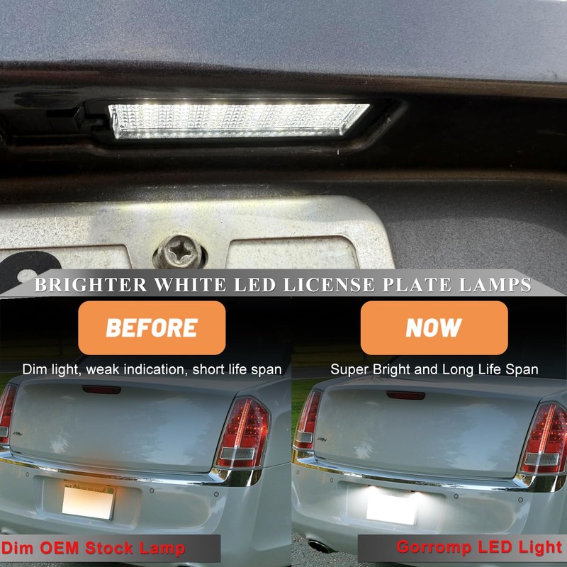 Gorromp White LED License Plate Light for 2015-2023 Chrysler 300,