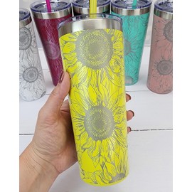 Sunflower 22oz Tumbler - Full wrap around engraving (Tiffany Blue)