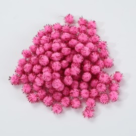 200 pompones con purpurina para decoración navideña (rosa)