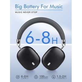 YGVCDRY B36 Wireless Bluetooth 5.3 Over-Ear Headphones, 8H Playtime ANC Noise Cancelling Headphones, Foldable, Ergonomic, HD Microphone, for Mobile/PC/Game Console (Black)