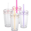 Yisituo 4 Pack 450ml Clear Plastic Iced Coffee Travel Cups,