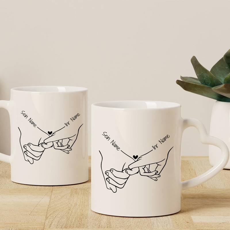 GRAZDesign Personalisierte Herz Tassen im 2er-Set – Romantisches Geschenk für